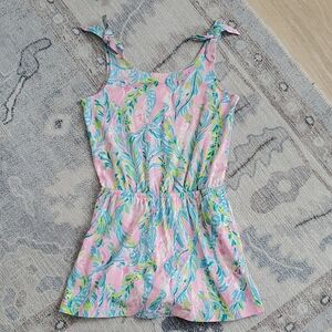 Lilly Pulitzer Girls Sundari Romper Unicorn Of The Sea Pink Blue SzS (4-5)